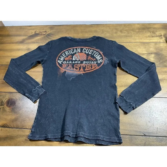 Affliction American Customs MC Long Sleeve Black Womens Shirt Size Medium - Picture 6 of 8